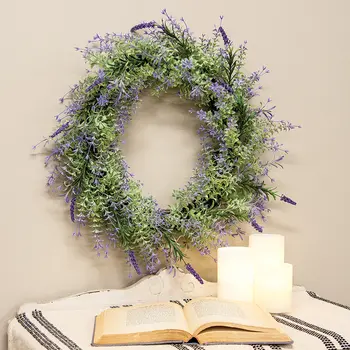Golden Trumpet & Lavender Wreath - 20 In