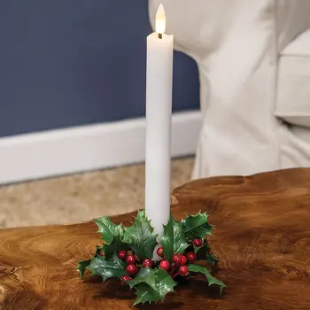 Nostalgic Holly & Berries Candle Ring - 1.5"