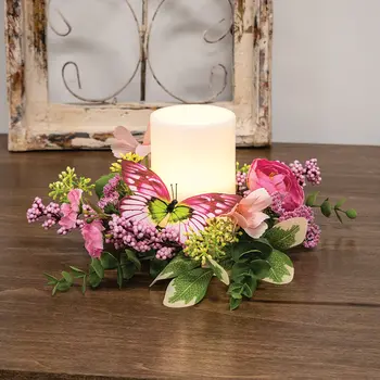 Blushing Butterfly Garden Candle Ring - 3"