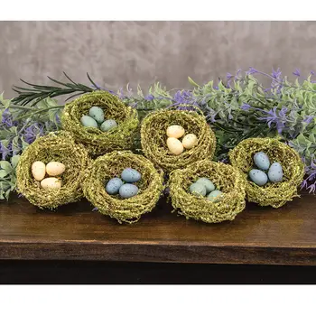 6/Set - Mini Speckled Eggs in Mossy Nests, SA112643