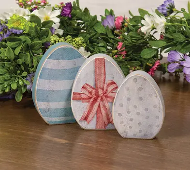 Wooden Easter Gift Egg Sitters, 3/Set
