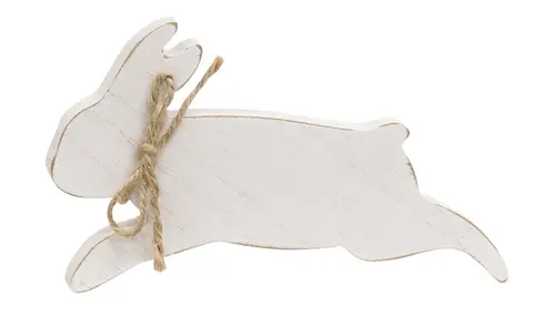 Distressed Wooden Leaping Bunny w/Jute Bow Sitter