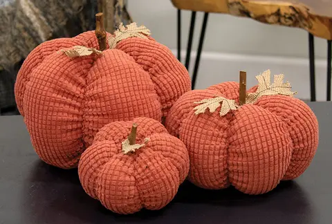Burnt Orange Waffle Weave Pumpkin, Small
