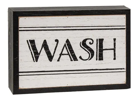 Black & White Bath Words Box Sign, 3 Asstd.