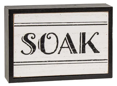 Black & White Bath Words Box Sign, 3 Asstd.