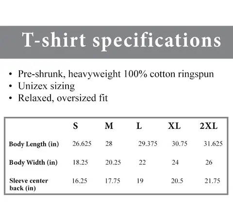 Comfort Colors® Size Chart