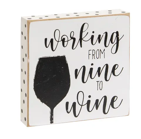 Always Time For Wine Polka Dot Square Block, 3 Asstd.