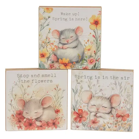 Sleeping Mouse Floral Block - 3 Asstd., 38977