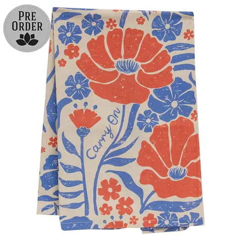 Carry On flower tea towel 18 x 28, 19897