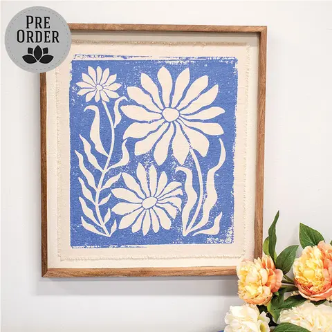 Blue Flower on Natural Background Frayed Edge Print 18in. X 16in., 19931