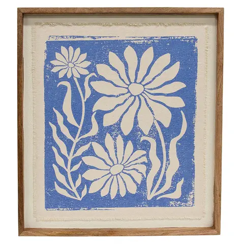 Blue Flower on Natural Background Frayed Edge Print 18in. X 16in., 19931
