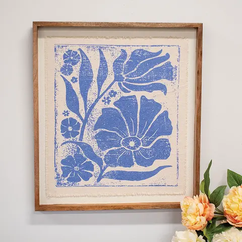 Natural Flower on Blue Background Frayed Edge Print 18in. X 16in., 19932Natural Flower on Blue Background Frayed Edge Print 18in. X 16in., 19932