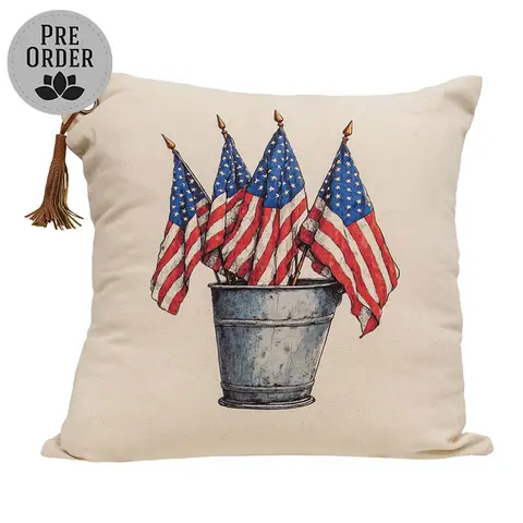 Flags in a Bucket Pillow, 18in x 18in, 19940