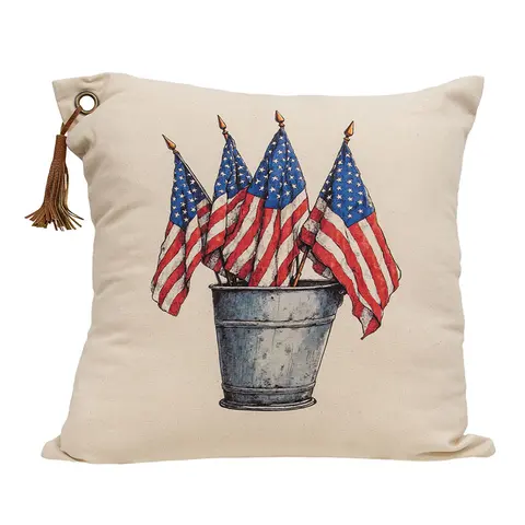 Flags in a Bucket Pillow, 18in x 18in, 19940