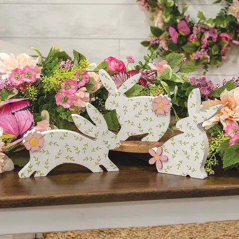Wooden Bunny Bloom Sitter - 3 Asstd.