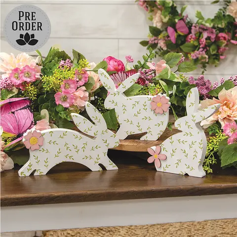 Wooden Bunny Bloom Sitter - 3 Asstd.