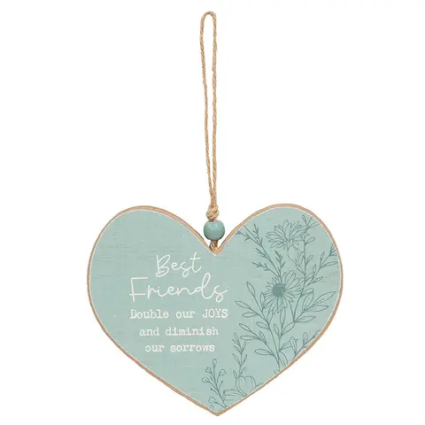 Wildflower Friendship Wooden Heart Ornament - 3 Asstd., 39045