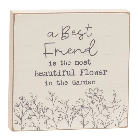 Wildflower Friend, Mom, Sister 4" Square Block - 3 Asstd., 39046