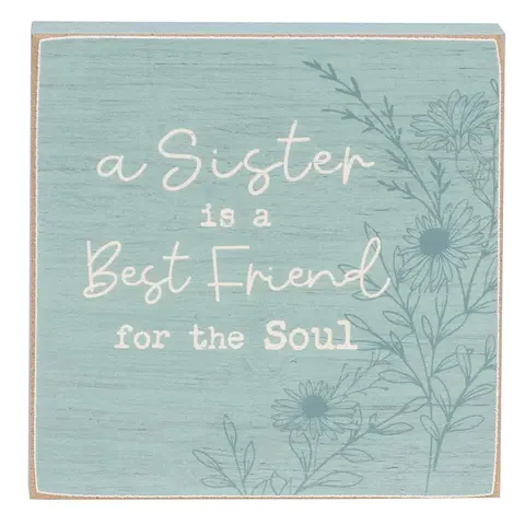 Wildflower Friend, Mom, Sister 4" Square Block - 3 Asstd., 39046