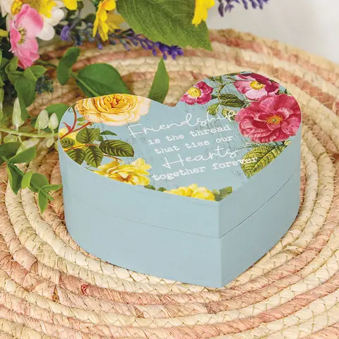 Friendship is the Thread Vintage Rose Heart Trinket Box, 39048