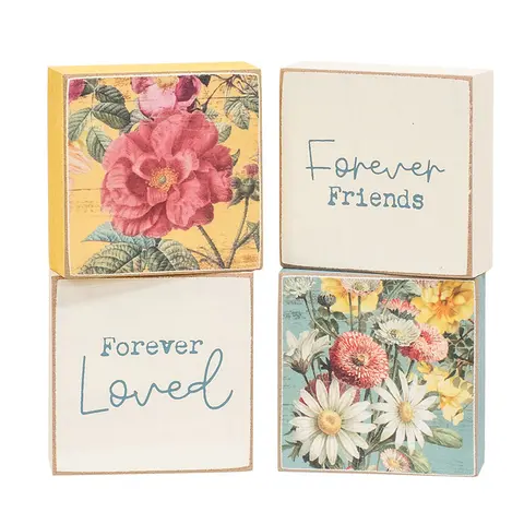 Forever Friends Vintage Floral 2" Square Block - 4 Asstd., 39049