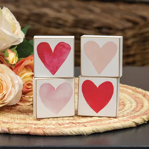 Watercolor Heart 2" Square Block - 4 Asstd., 39065