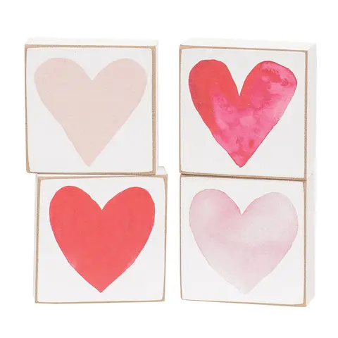 Watercolor Heart 2" Square Block - 4 Asstd., 39065