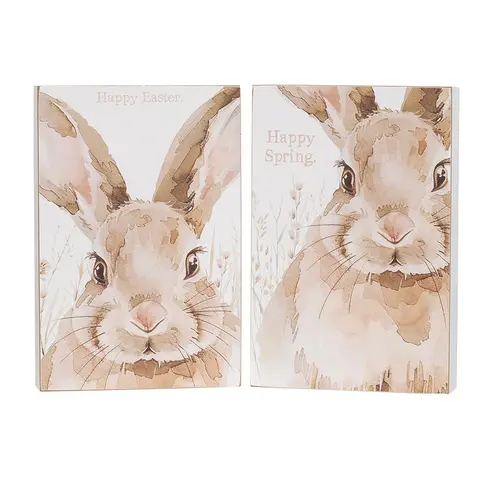 Happy Easter or Spring Watercolor Bunny Box Sign - 2 Asstd., 39078Happy Easter or Spring Watercolor Bunny Box Sign - 2 Asstd., 39078