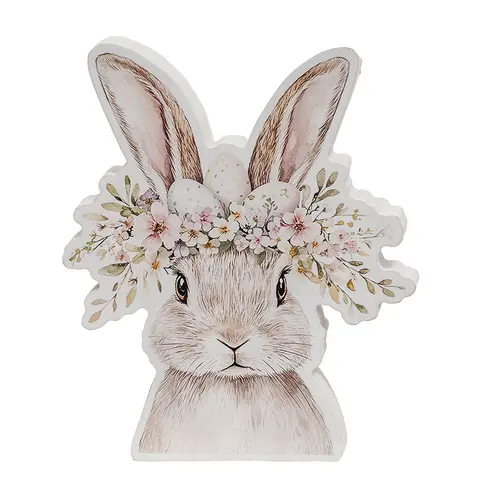 Spring Floral Crown Wooden Bunny Sitter - 3 Asstd., 39083