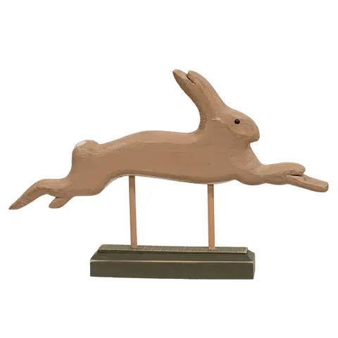 Distressed Wooden Leaping Bunny on Base