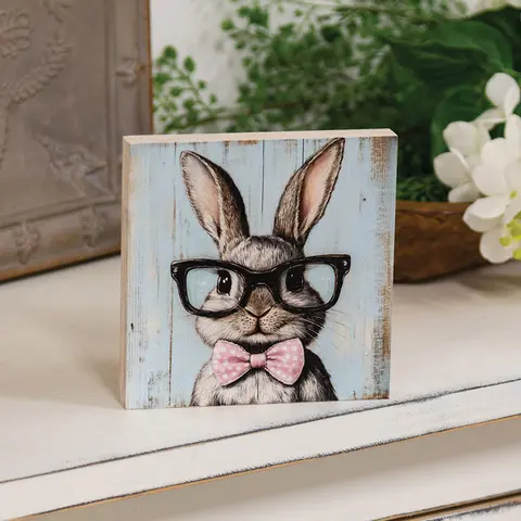 Bunny In Black Specs Block - 5 In Sq., 51749Bunny In Black Specs Block - 5 In Sq., 51749