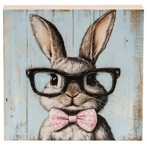 Bunny In Black Specs Block - 5 In Sq., 51749