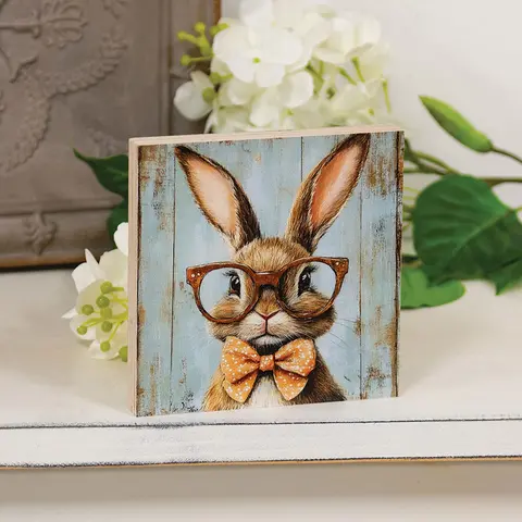 Bunny In Red Specs Block - 5 In Sq., 51750
