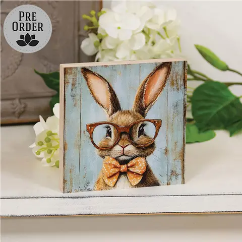Bunny In Red Specs Block - 5 In Sq., 51750