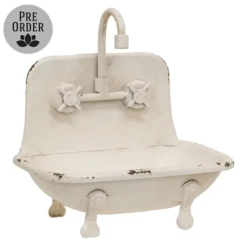 Distressed White Faucet Bathtub Soap Dish, 70225