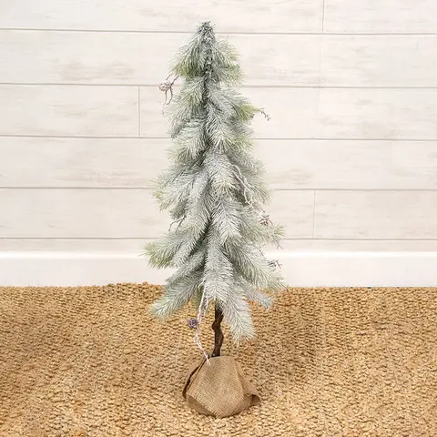 Snowy Bristle Pine & Boughs Tree W/Burlap Base, 34", SHN262506