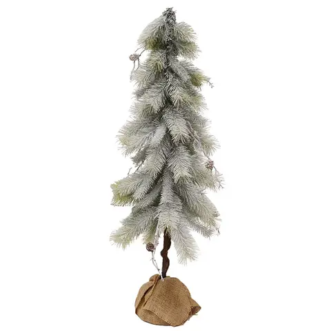 Snowy Bristle Pine & Boughs Tree W/Burlap Base, 34", SHN262506
