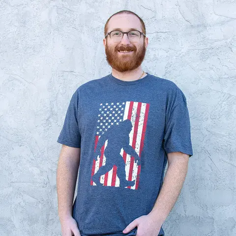 Sasquatch Flag T-Shirt - Heather Navy, L198XXL