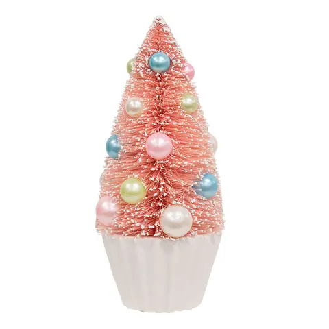 Pink Bottle Brush Tree - 9"H, RJA6017