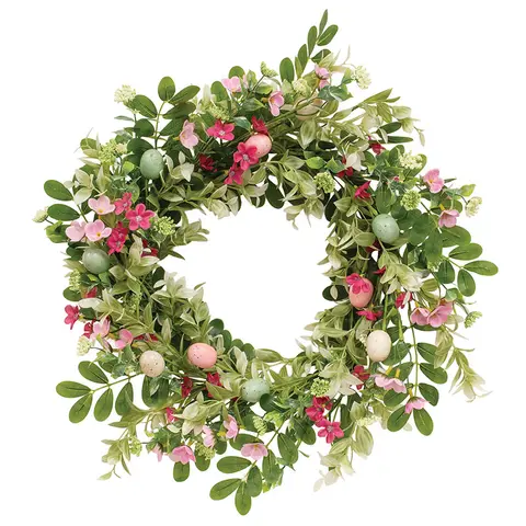 New Growth Blooms & Eggs Wreath - 18 In, SA112660