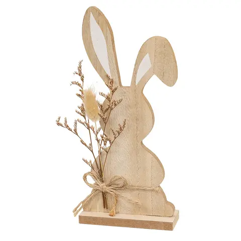 Wood Bunny with Foliage Sitter - 12"H, SUN6015