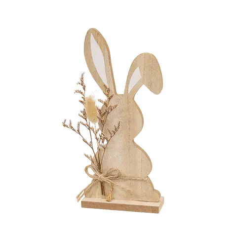 Wood Bunny with Foliage Sitter - 9"H, SUN6016