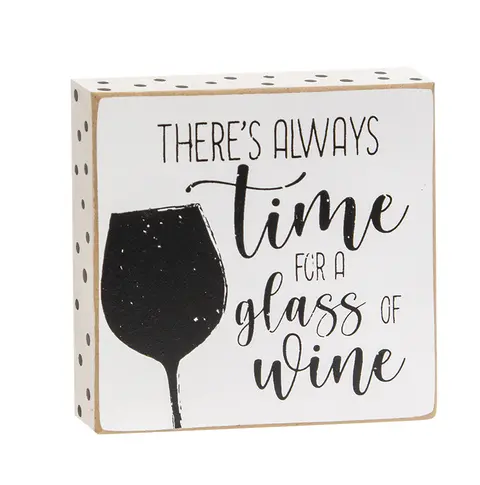 Always Time For Wine Polka Dot Square Block, 3 Asstd.