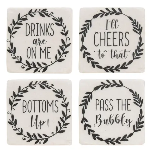 Pass the Bubbly Coasters, 4/Set