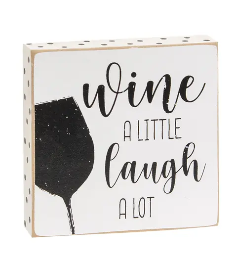 Always Time For Wine Polka Dot Square Block, 3 Asstd.