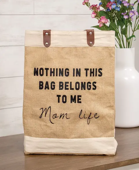 Mom Life Jute Tote