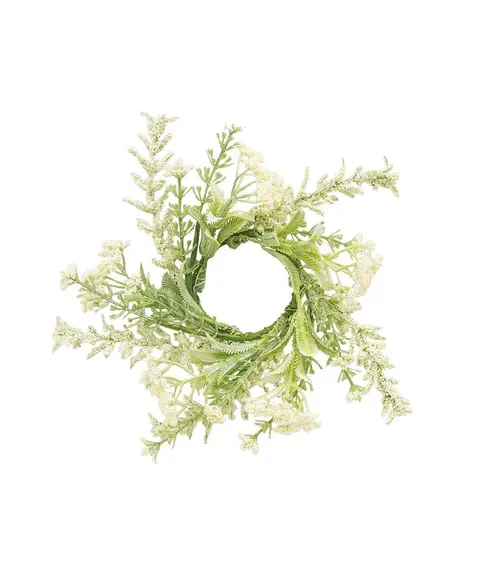 Delicate Cream Astilbe & Lace Candle Ring, 2"