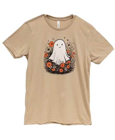 Floral Ghost T-Shirt, Heather Tan, L202