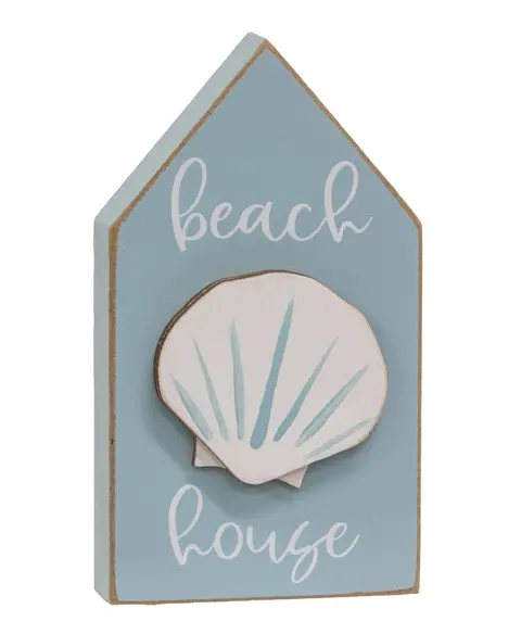 "Beach House" Seashell Block Sitter