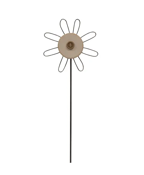 Wooden Button Flower Houseplant Poke, 3 Asstd.